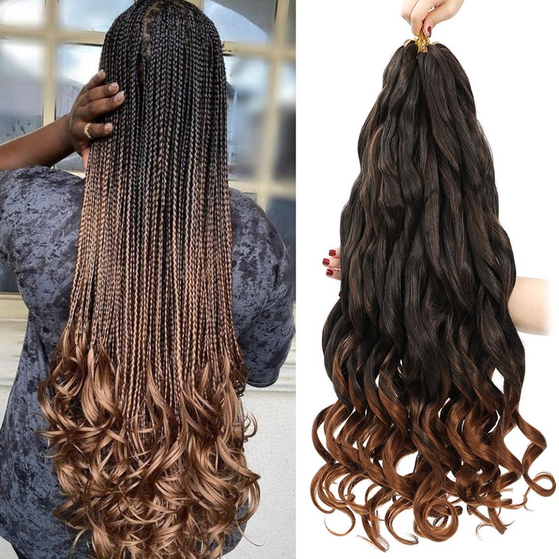 French Curly Braiding Hair 24 Inch 8 Packs  Pre Stretched Bouncy Braiding Hair Loose Wavy Synthetic Hair Extensions for Black Women 24 inch T30